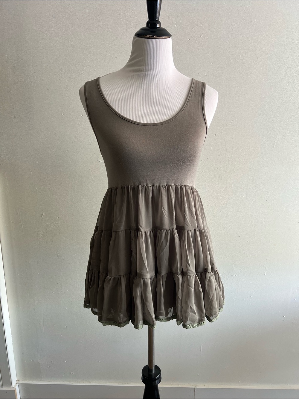 Alythea Olive Tiered Sleeveless Tank